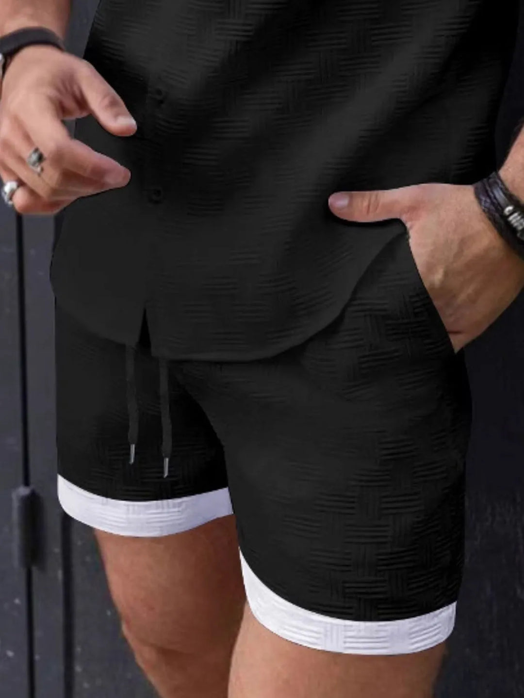 Men's Drawstring Textured Shorts