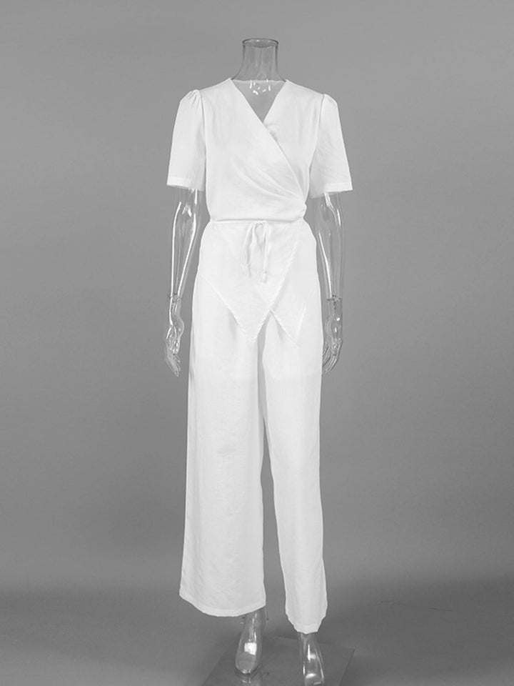 Wrap Top & Wide Leg Pants Set