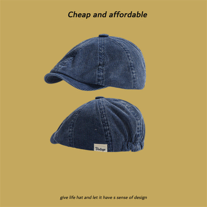 Corduroy Eight-panel Cap Men's Japanese Retro Literary