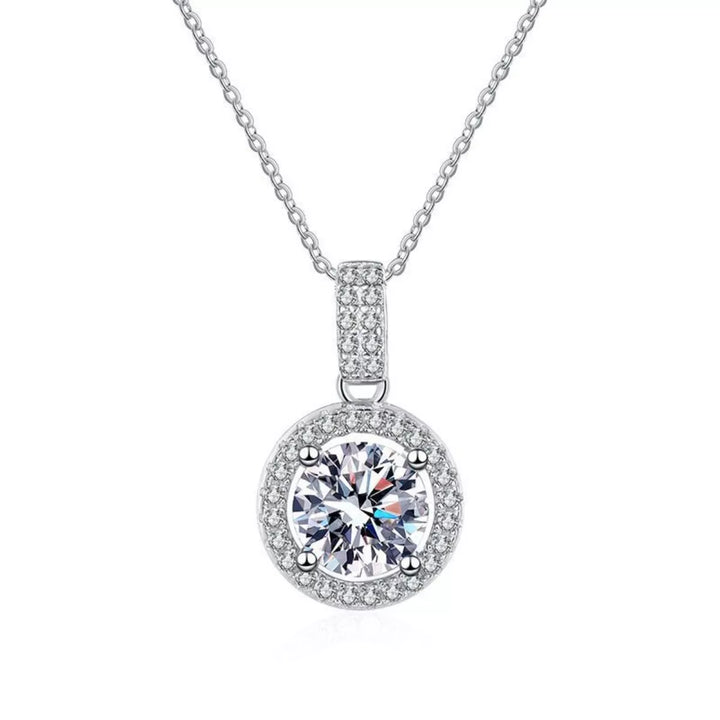 1 Carat Moissanite 925 Sterling Silver Pendant Necklace