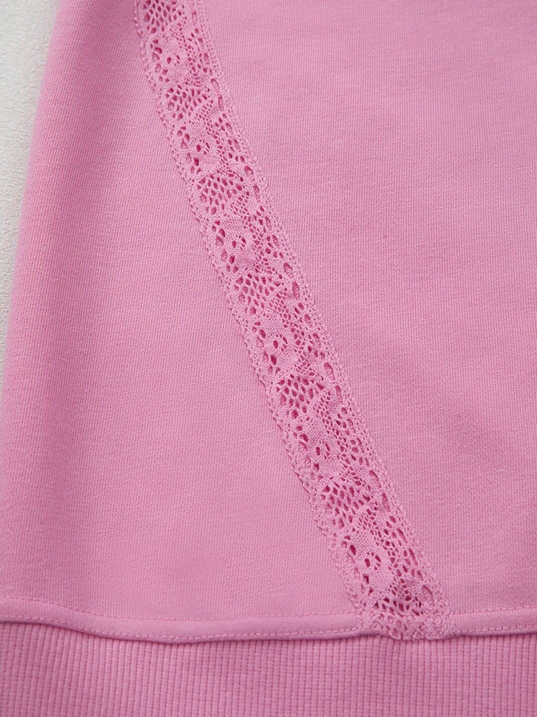 Lace Patched Raglan Sleeve Loose Fit Sweatshirt