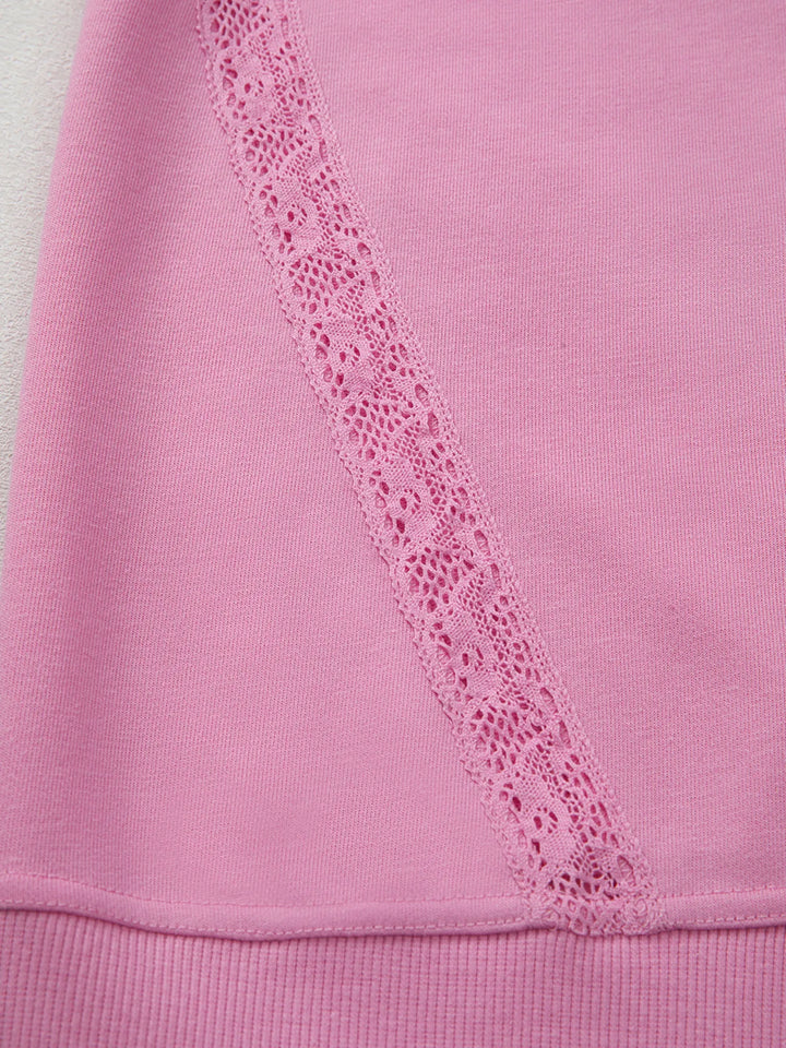 Lace Patched Raglan Sleeve Loose Fit Sweatshirt