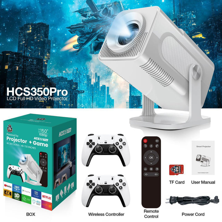 Mini Game Console Android WiFi Gamepad 4K HD Projector