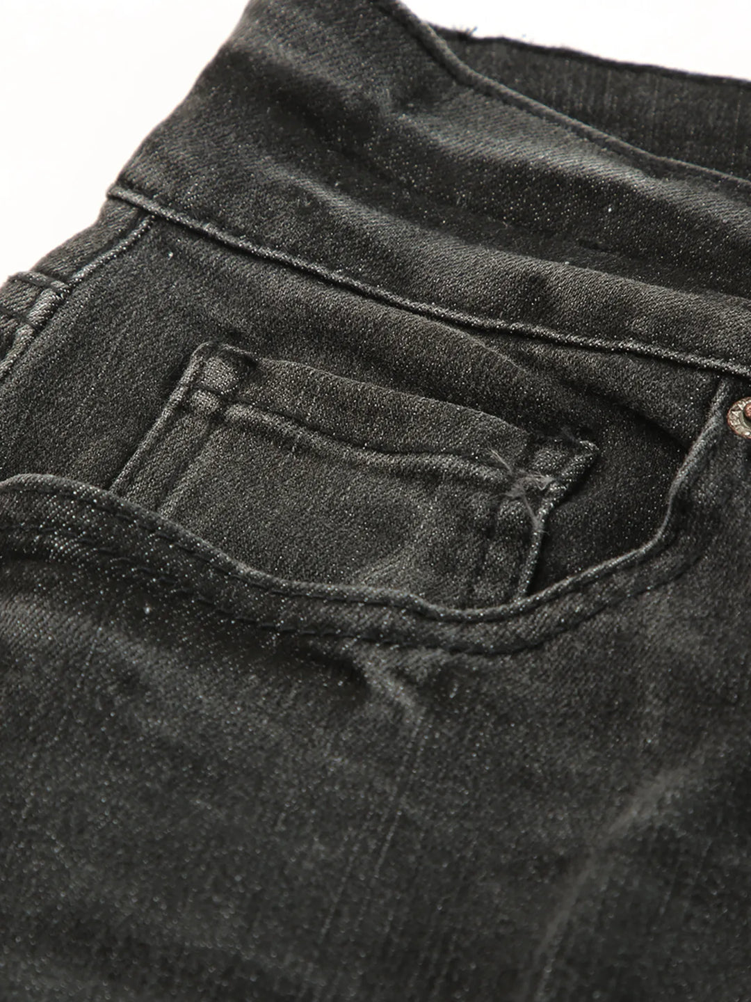 High Waist Distressed Straight Leg Jeans