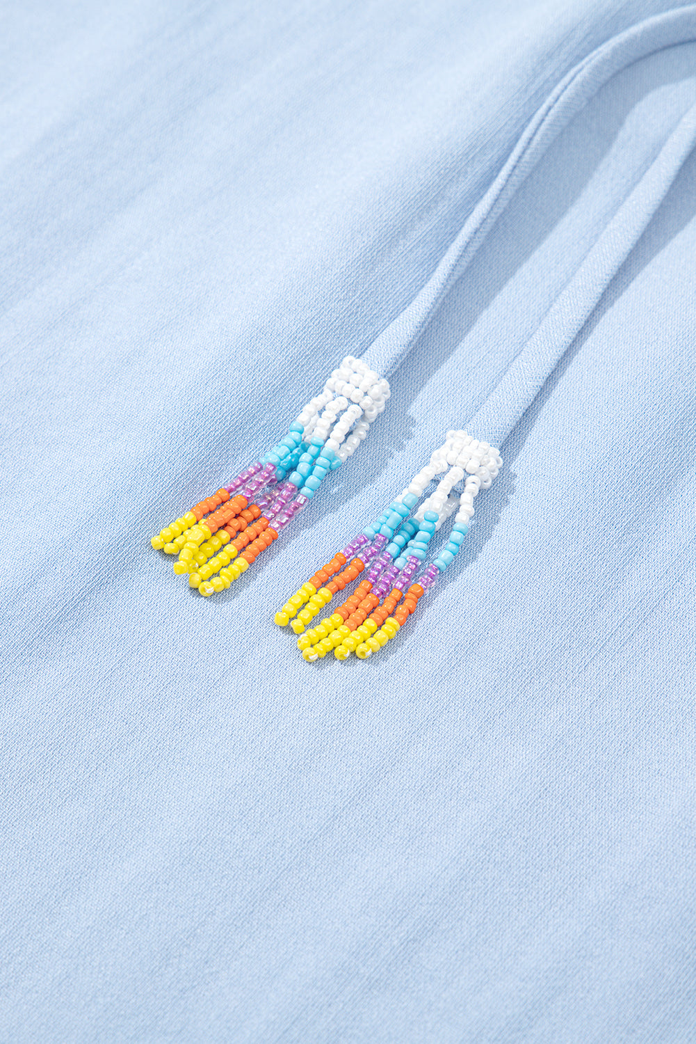 Beau Blue 花卉刺繡泡泡袖開衩襯衫