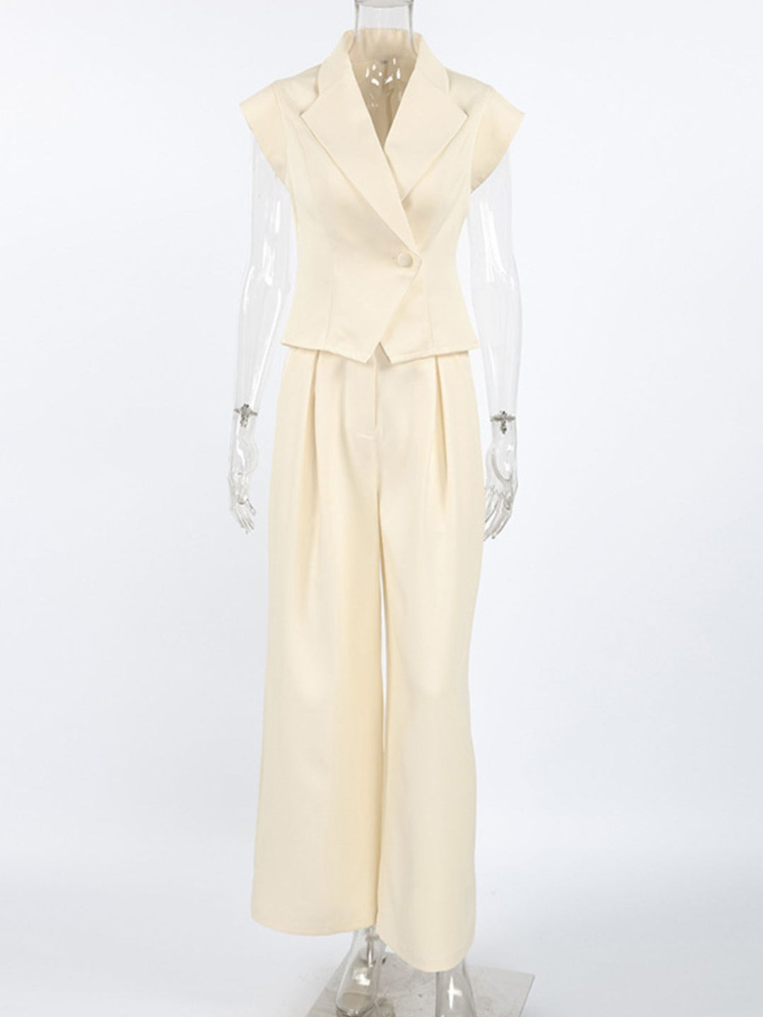 One Button Blazer & Wide Leg Pants Set