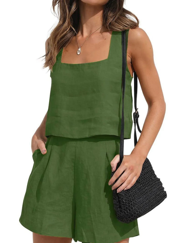Square Neck Tank and Shorts Set