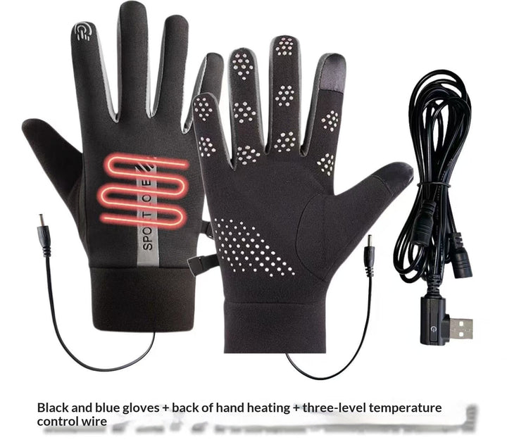 Outdoor Waterproof USB Three-Setting Temperature-Controlled Heated Gloves