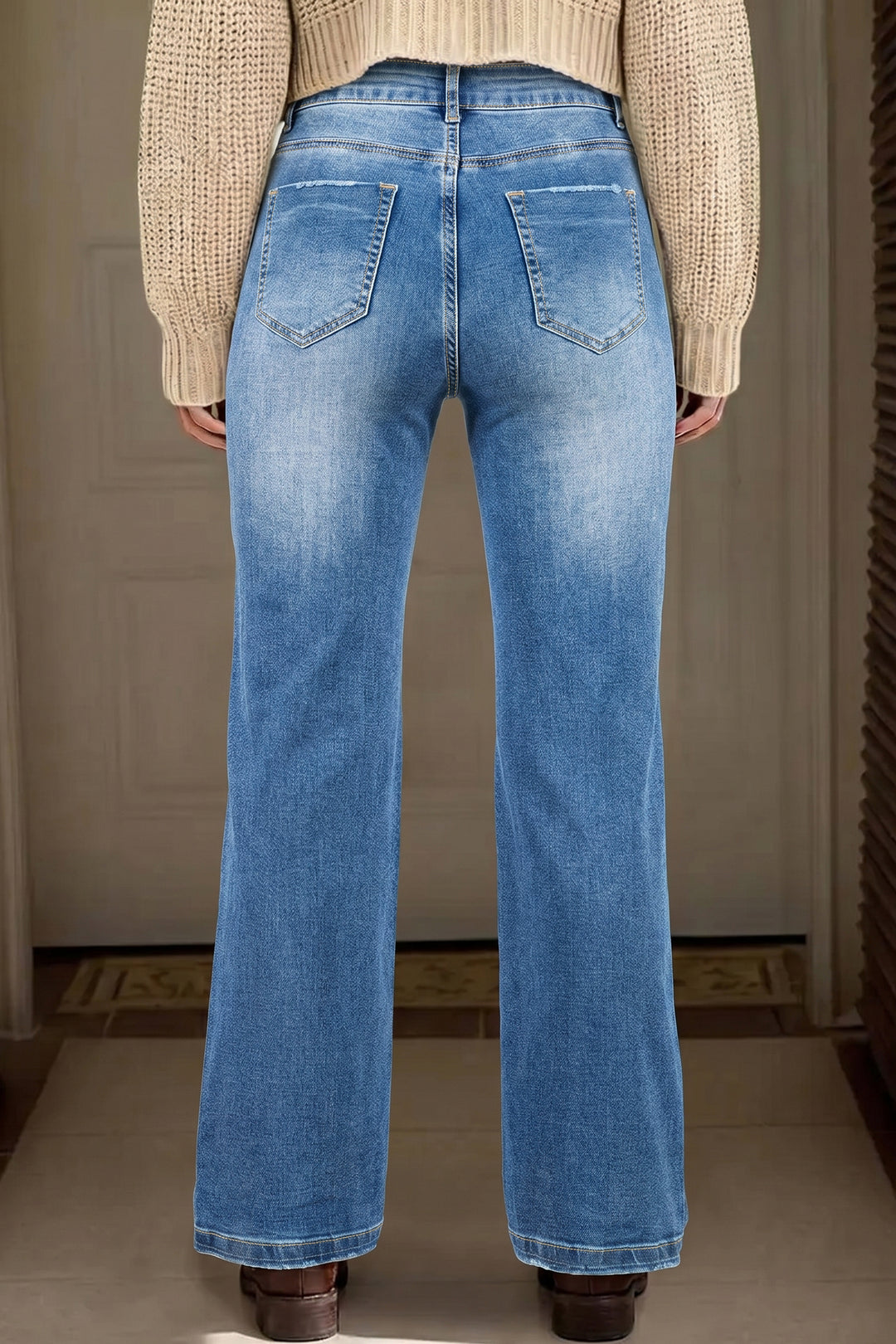 Myosotis Acid Washed Straight Leg Full Length Casual Jeans