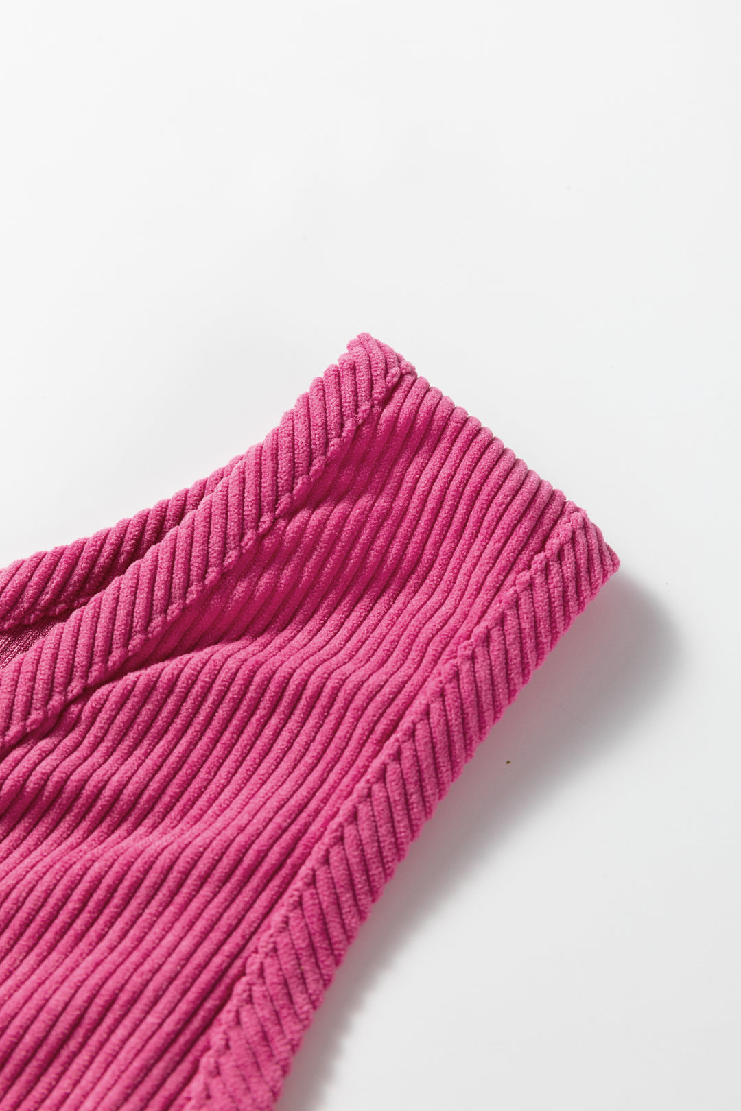 Rose Red Corduroy Sleeveless Mini Dress With Patched Pockets