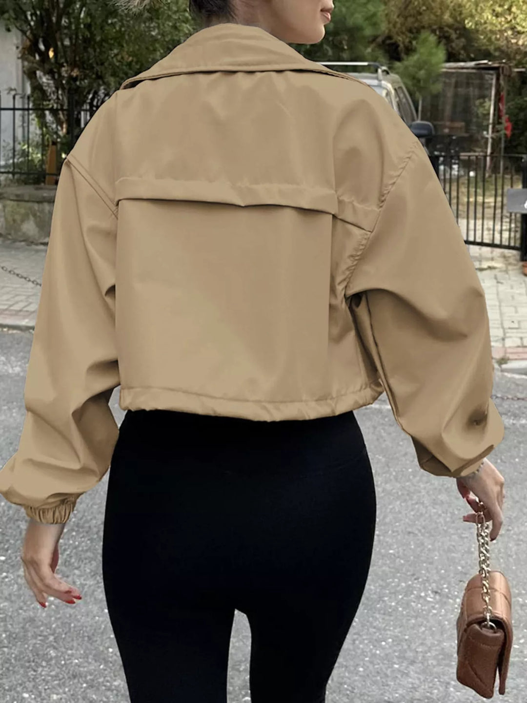 Drawstring Hem Zip Up Jacket