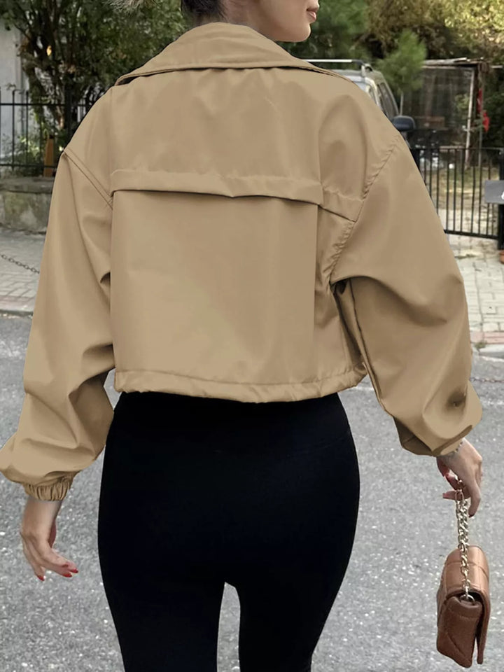 Drawstring Hem Zip Up Jacket