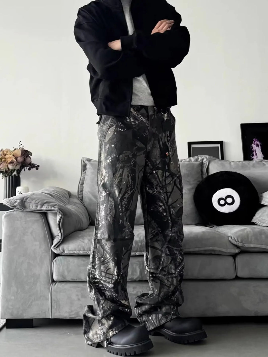 Men's Full Size Camo Print Relaxed Fit Jeans Plus Size