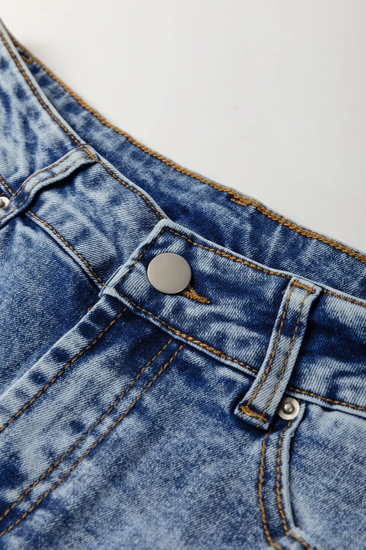 High-Waisted Wide-Leg Cuffed Jeans