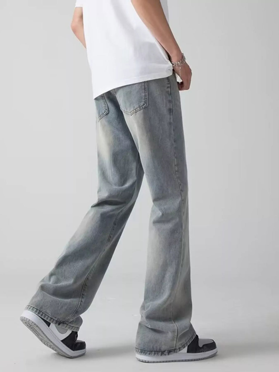 Men's Plus Size Vintage Wash Wide Leg Jeans