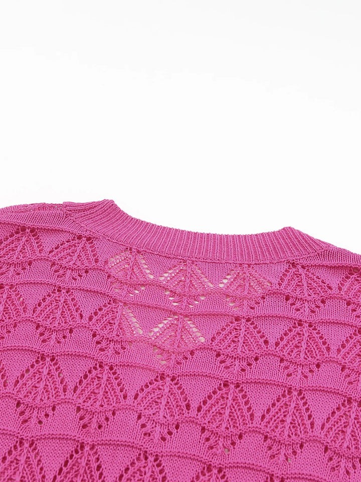 Buttoned Front Openwork Cardigan