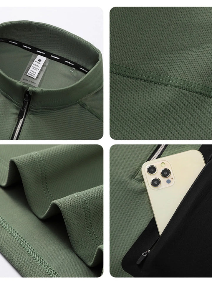 Men's Plus Size Quarter-Zip Long Sleeve Top