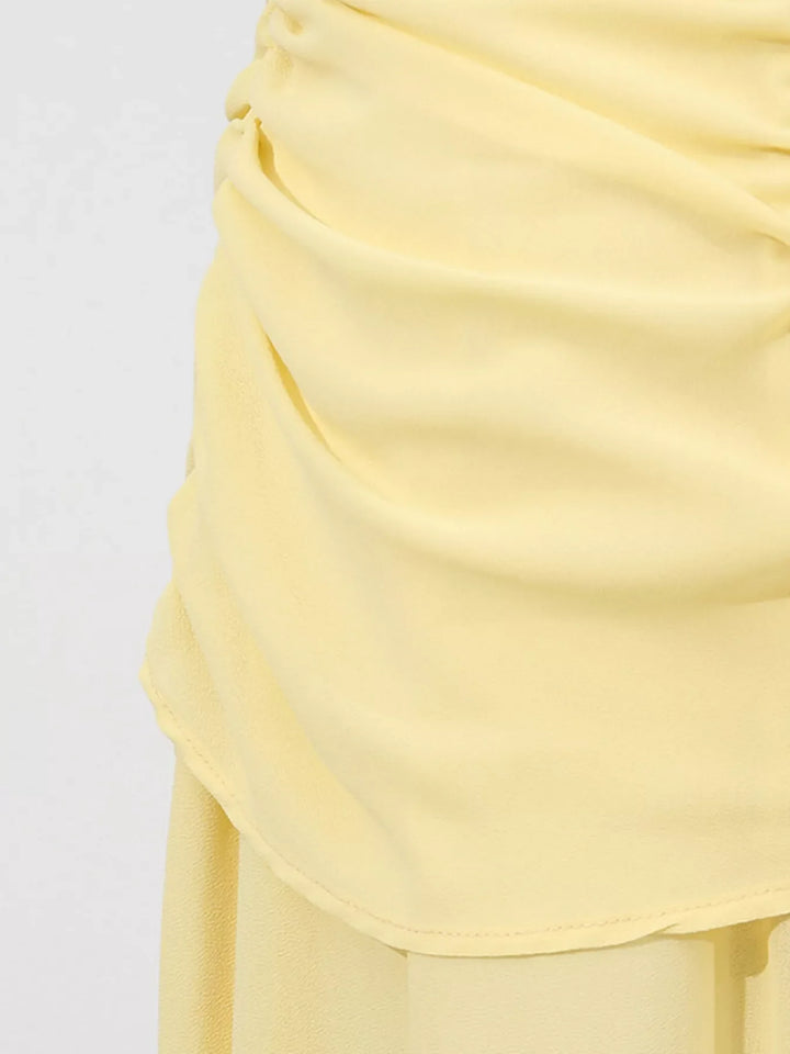 Sleeveless Ruched High-Slit Maxi Dress