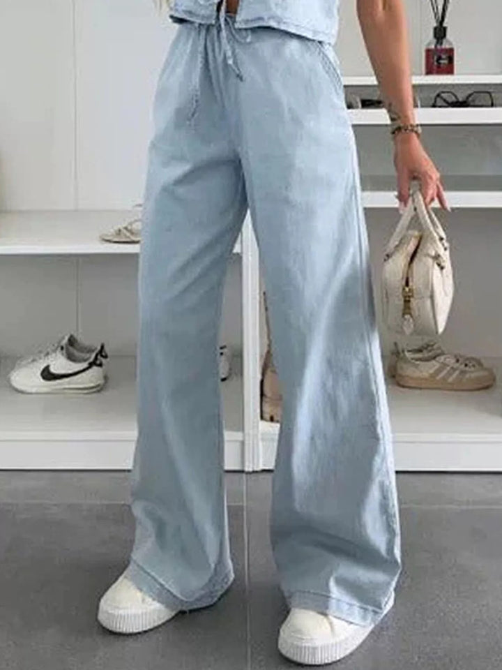 Tie Front Vest and Jeans Denim Set