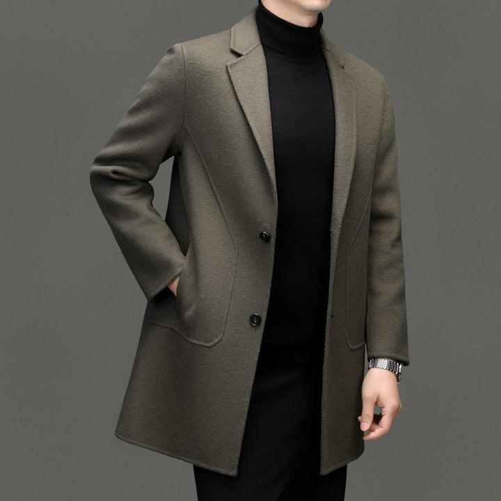 Men's Mid-Length Double-Faced Wool Coat