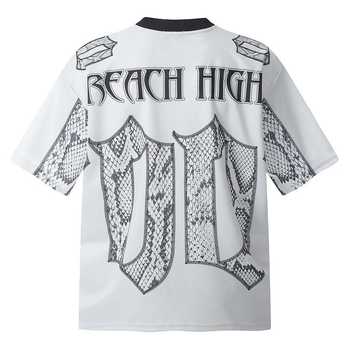 Snake Scale Design Mesh Jersey Short Sleeve T-shirt Loose