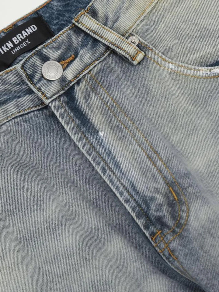 Men's Vintage Washed Gradient Distressed Flare Jeans
