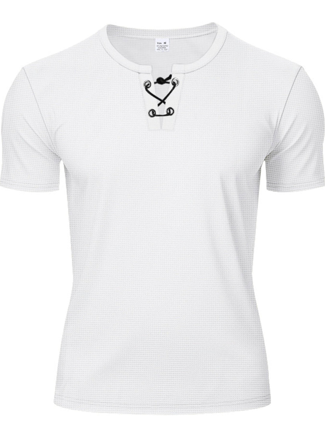 Men's Full Size Lace-Up Neck T-Shirt Plus Size