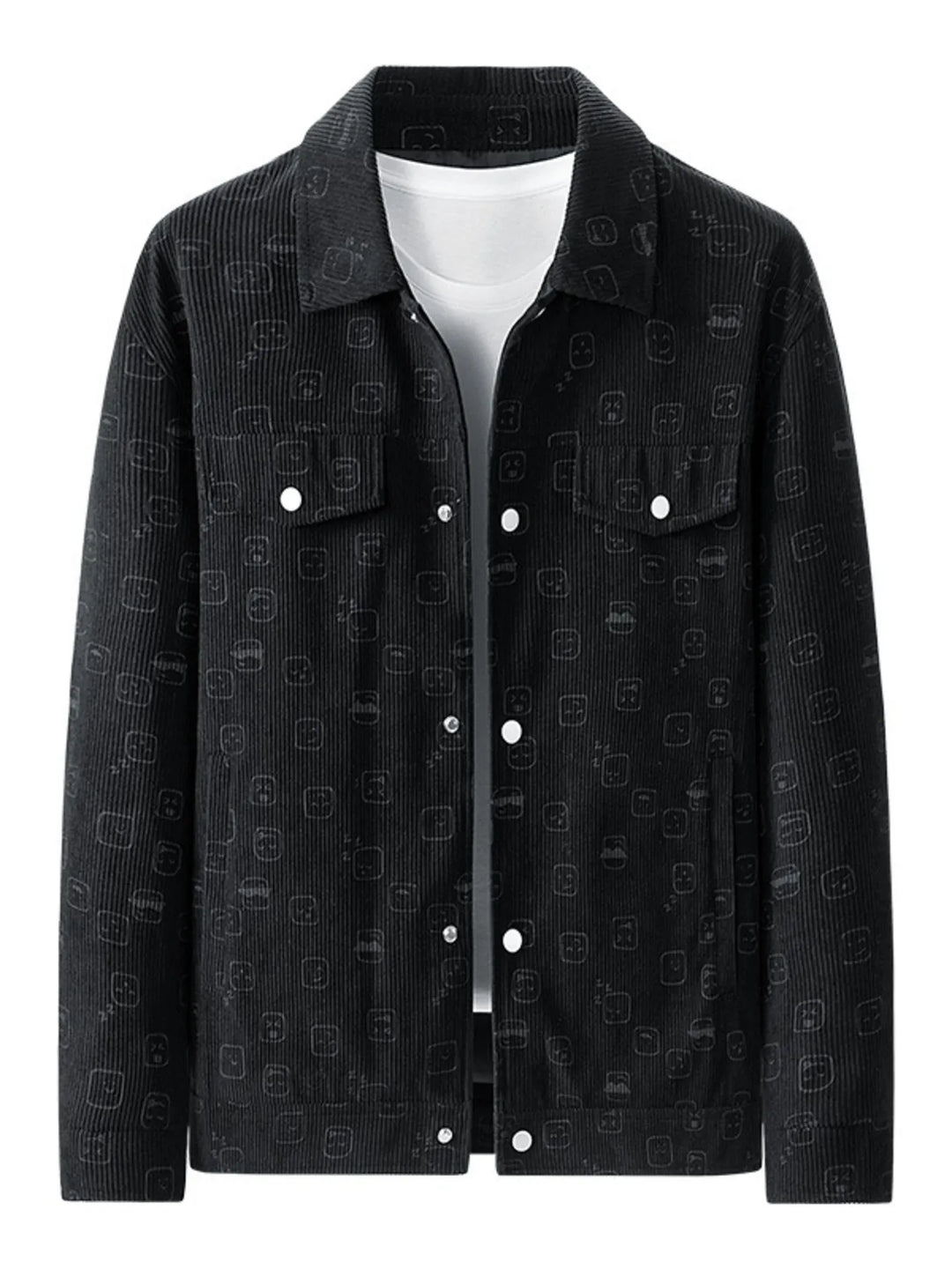 Men's Plus Size Snap Down Corduroy Printed Casual Jacket