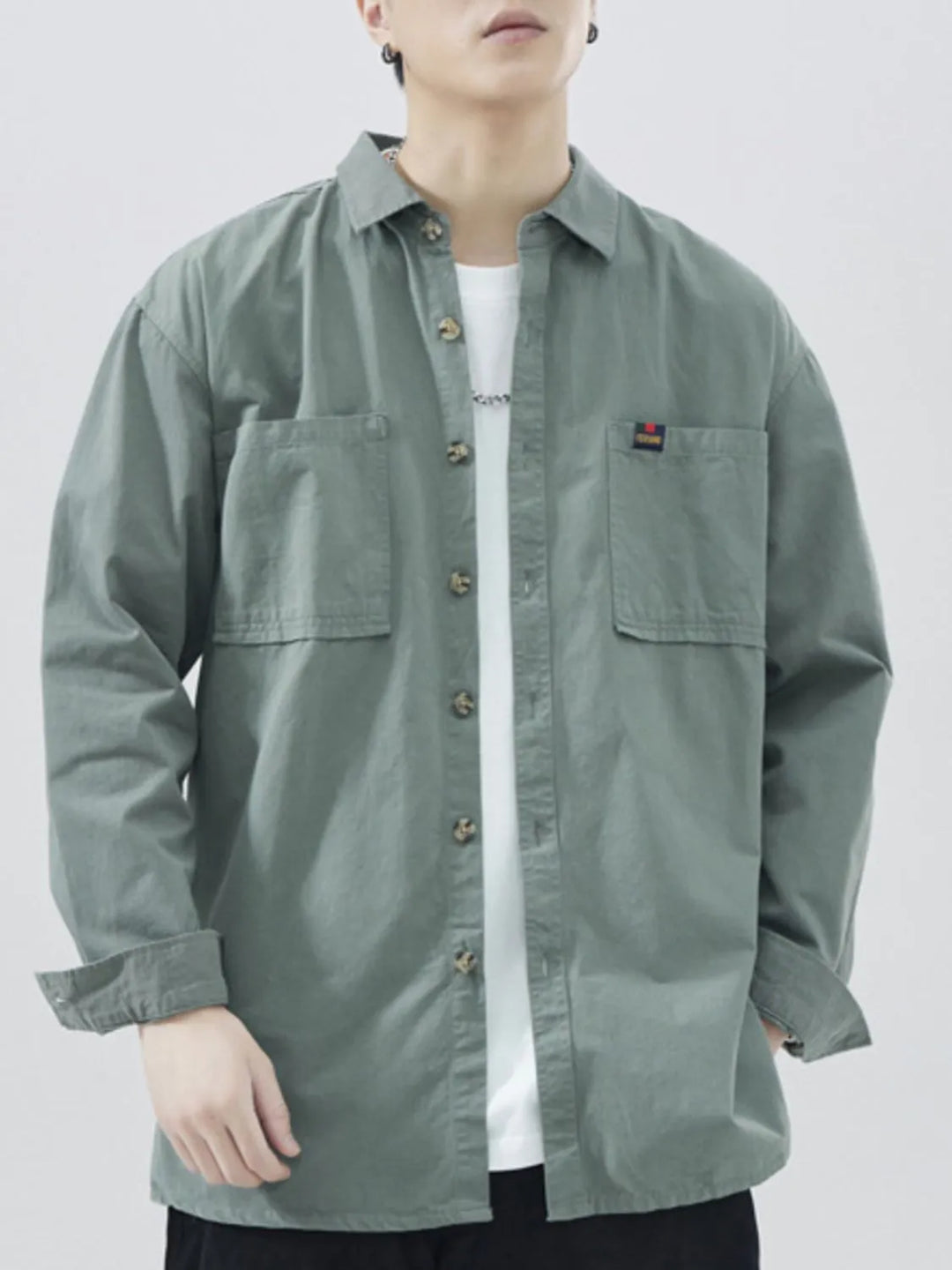 Men's Plus Size Button Down Shirt with Chest Pocket