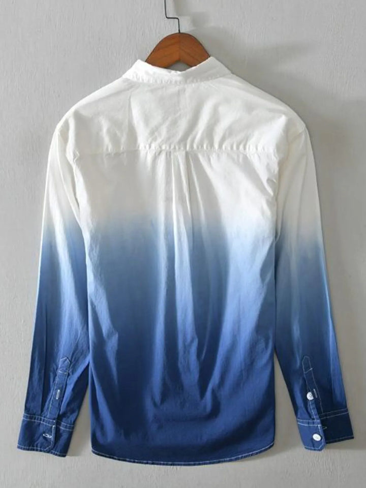 Men's Plus Size Gradient Button Up Long Sleeve Shirt
