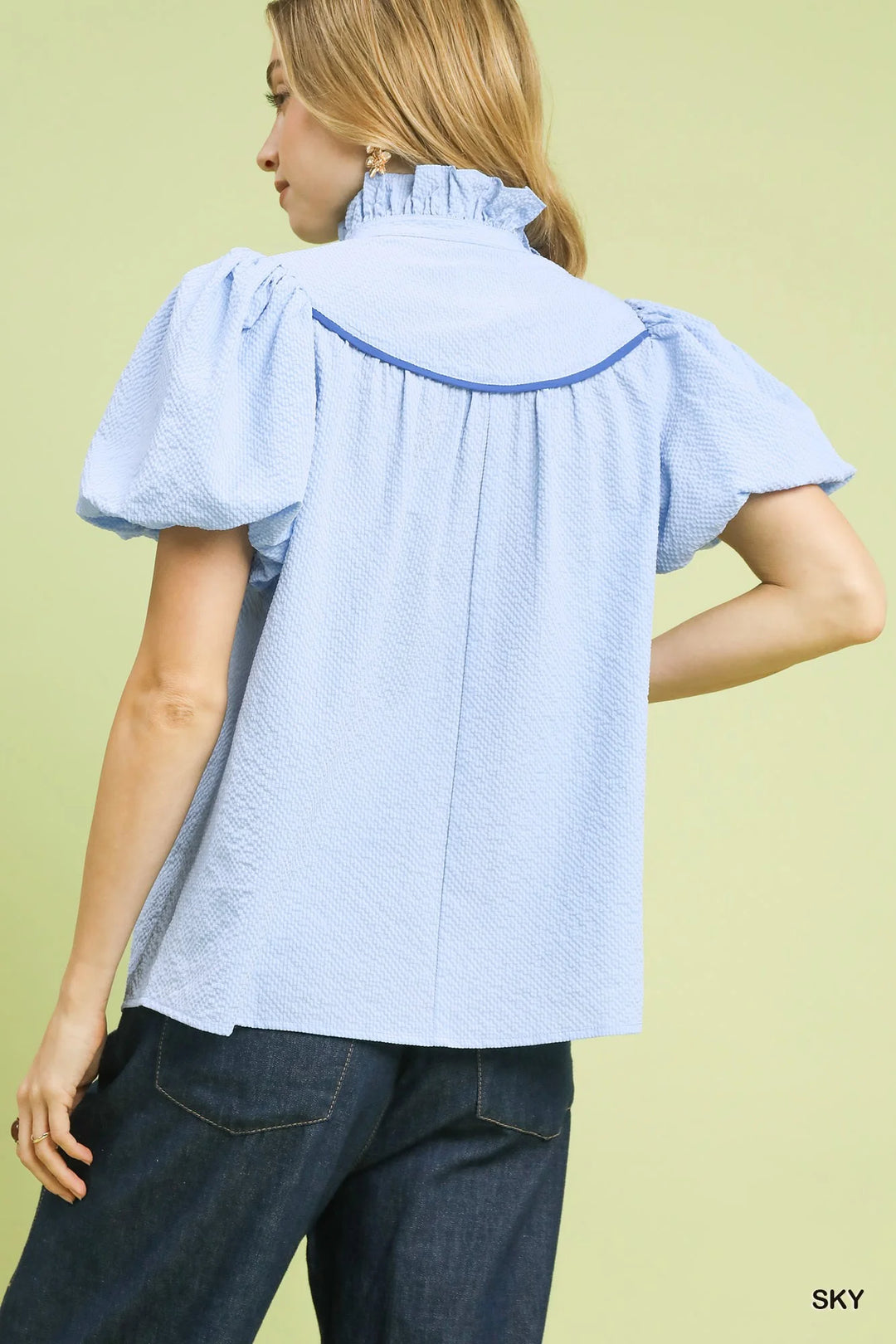 Umgee Textured Puff Sleeve Blouse