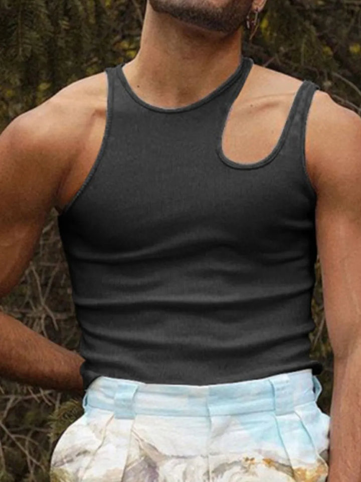 Men's Full Size Cutout Round Neck Tank Plus Size
