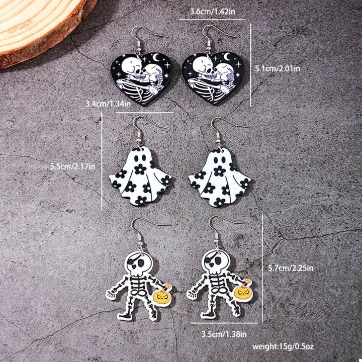 3 Pair Halloween Themed Acrylic Dangle Earrings