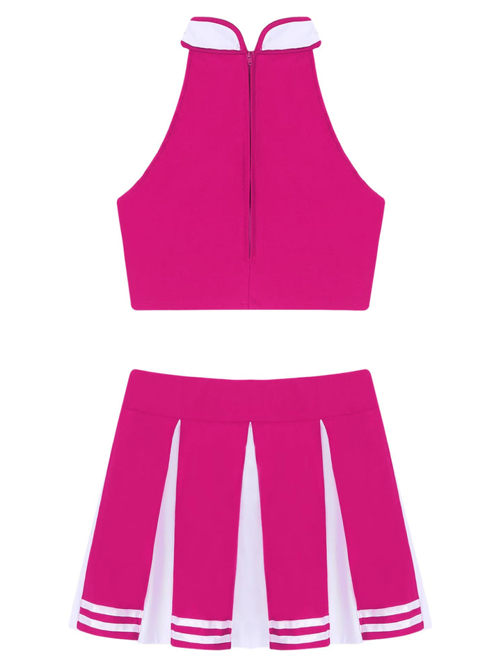 Cheerleader Costume - Women's Crop Top with Pleated Mini Skirt Uniform