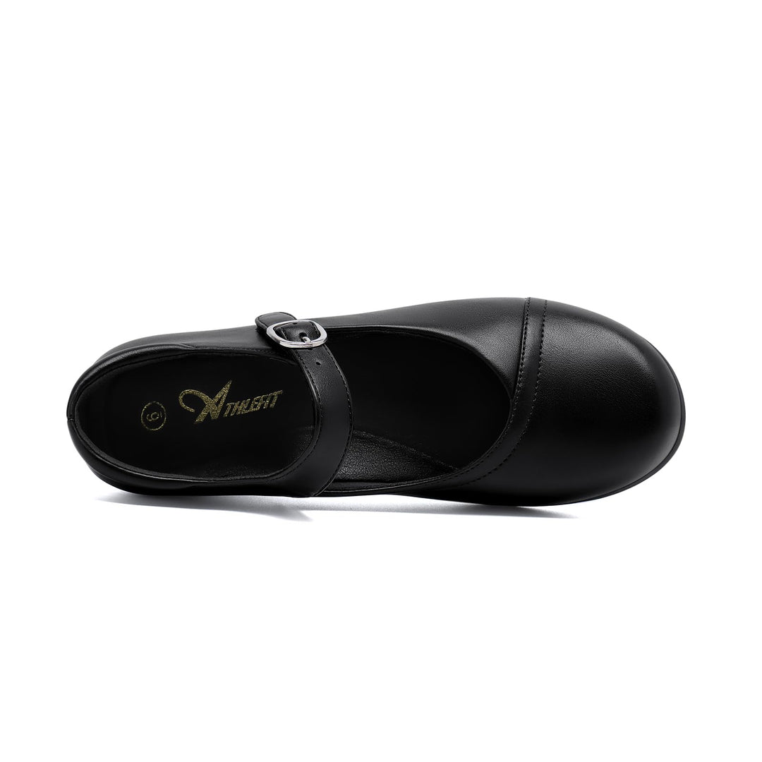 Mary Jane Flats for Women - Comfortable Round Toe Ballet Flats with Buckle Strap Work Shoes