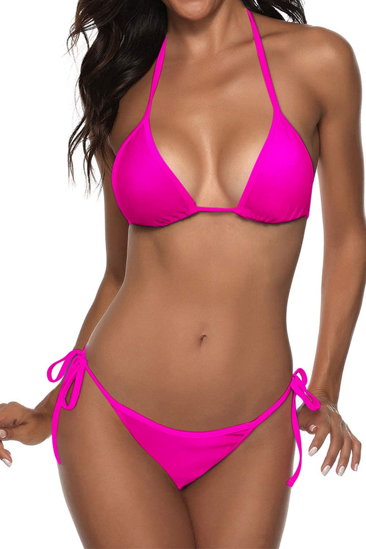Women's Triangle Bikini Set - Halter String Two Piece Swimsuit Brazilian Cut