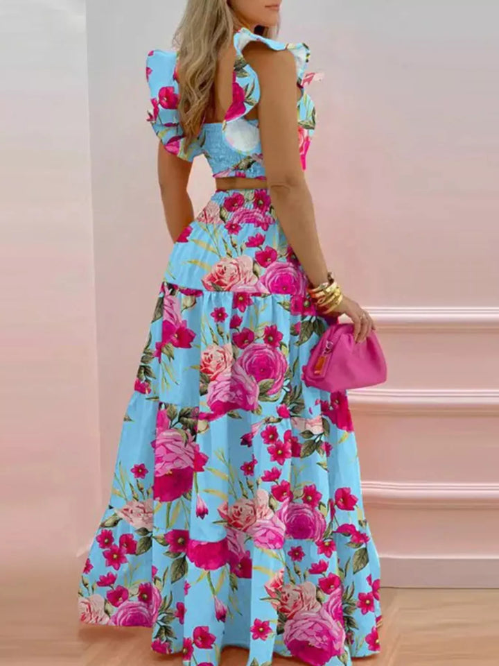 Crop Top and Tiered Maxi Skirt Set