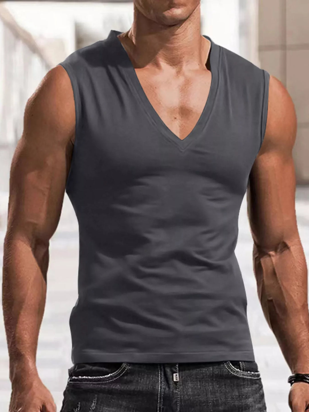 Men's Full Size V-Neck Tank Top Plus Size
