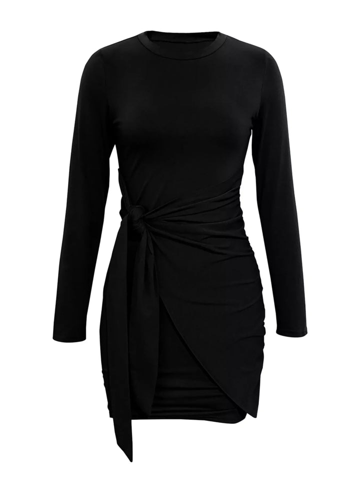 Round Neck Long Sleeve Bodycon Dress