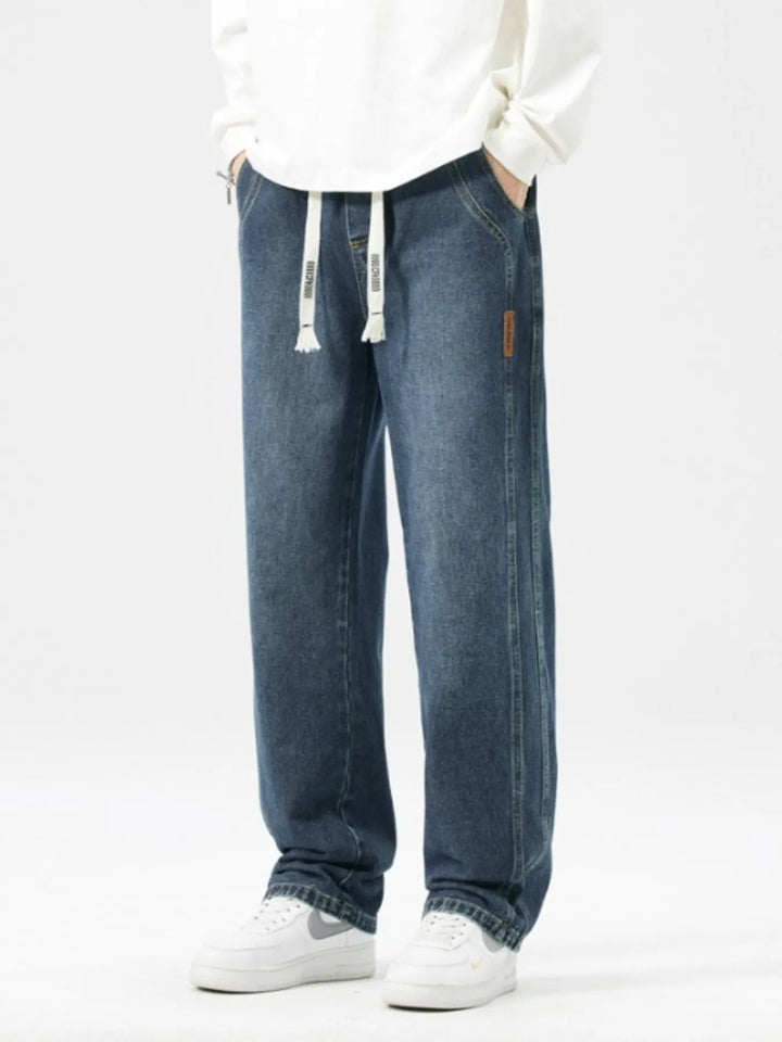 Men's Full Size Washed Loose Fit Wide Leg Jeans Plus Size