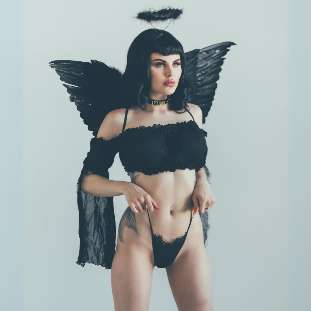 Angel Wings and Halo Costume Accessory Kit - 2 Piece Feathered Set