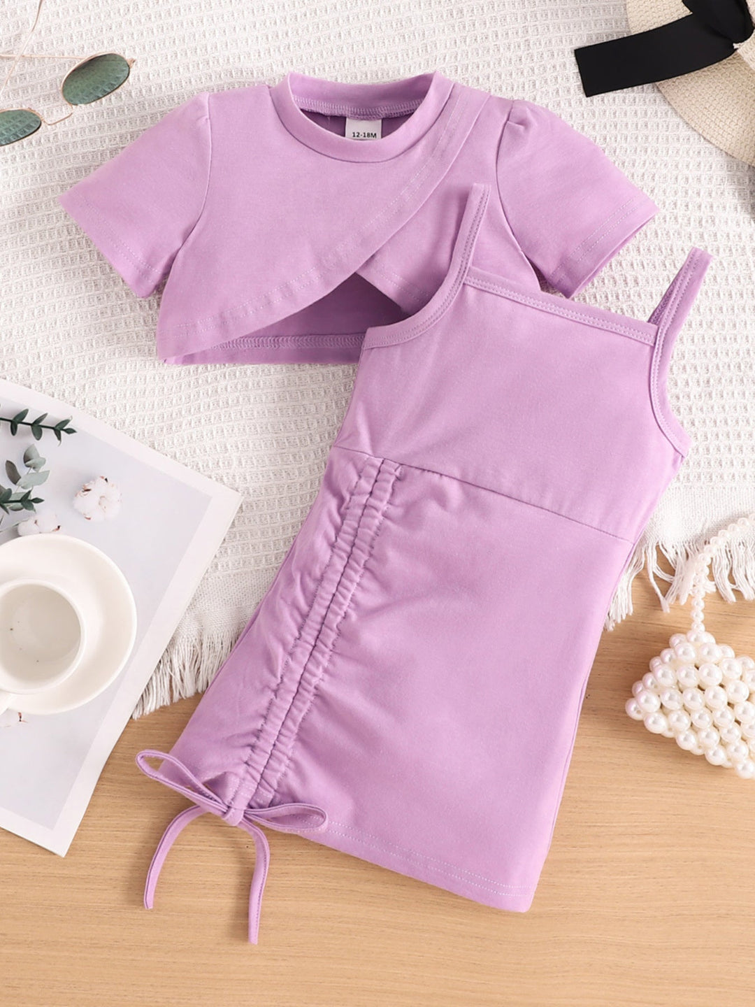 Children's Crop Top & Ruched Dress Set