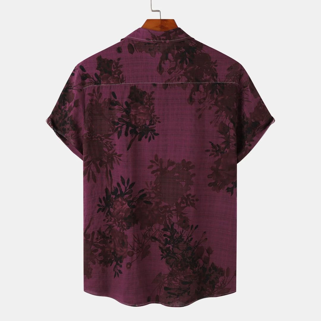 Men's Plus Size Printed Short Sleeve Button Down Casual Shirt