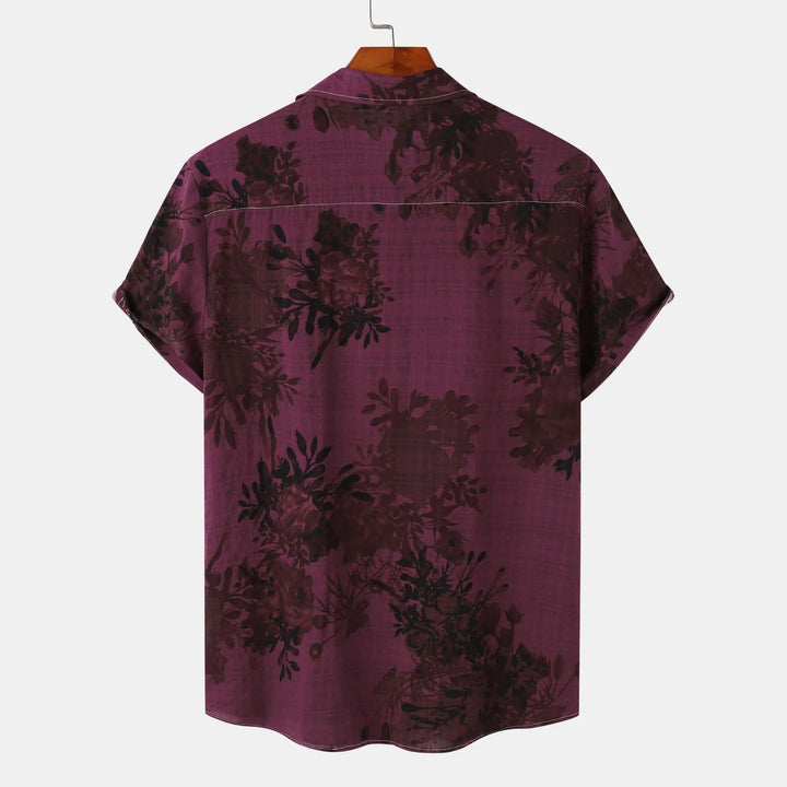 Men's Plus Size Printed Short Sleeve Button Down Casual Shirt