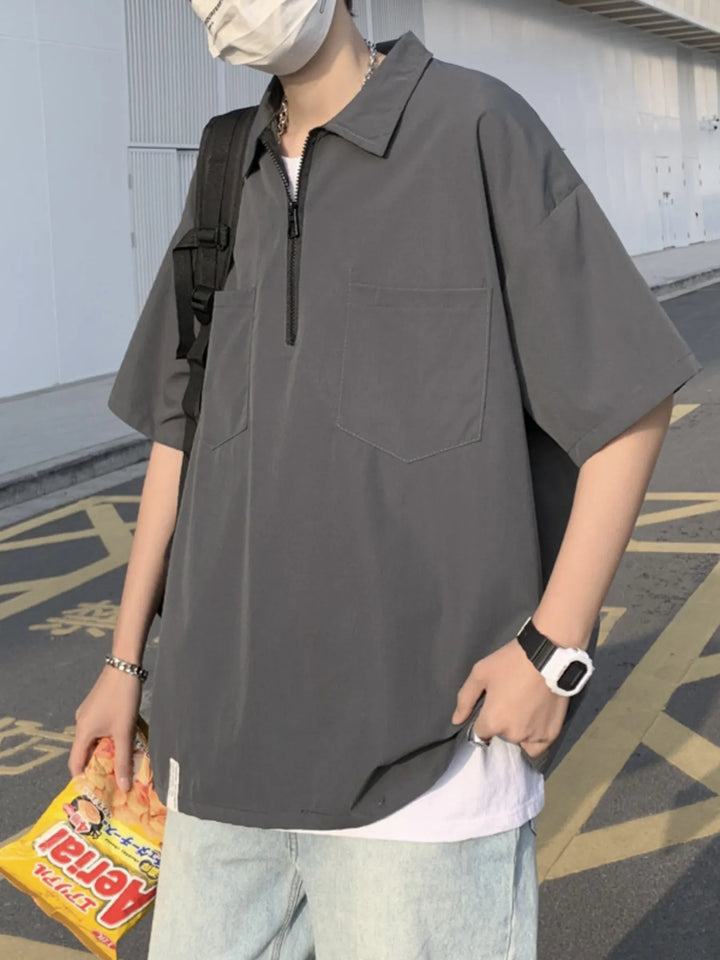 Men's Half-Zip Oversized Blouse