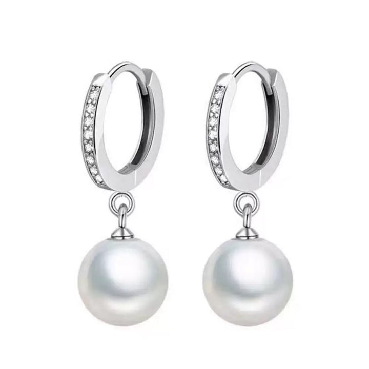 Pearl Drop Hoop Earrings