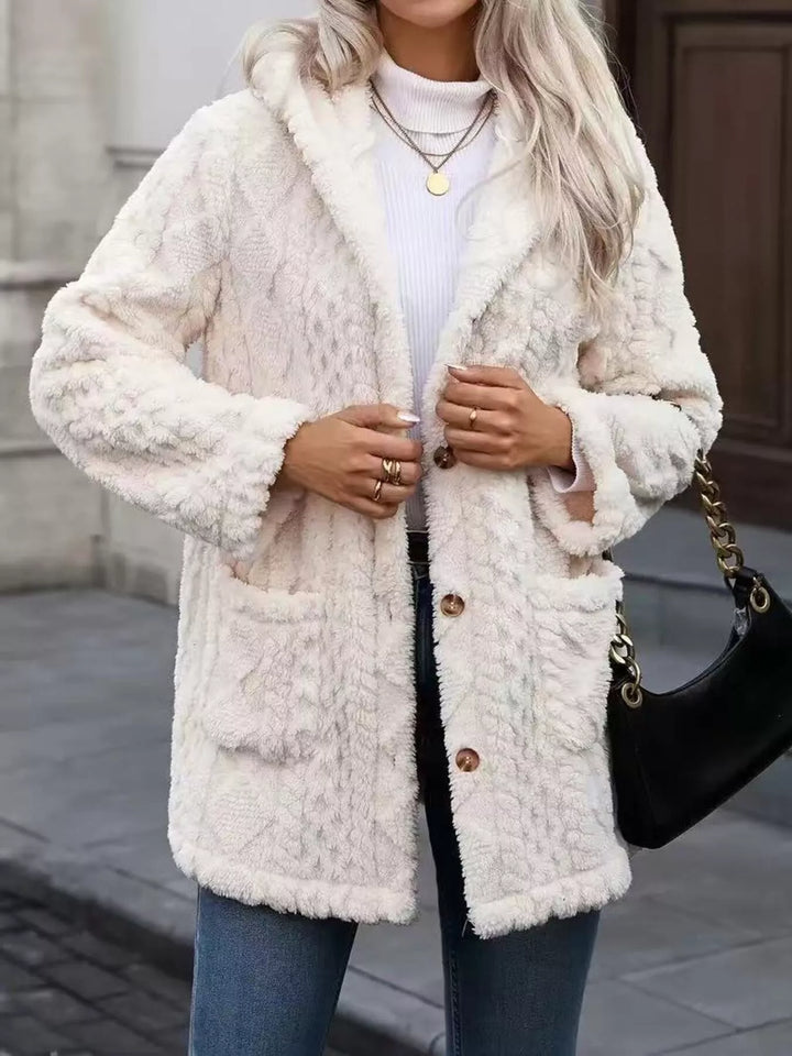 Cozy Button Up Hooded Fleece Outerwear