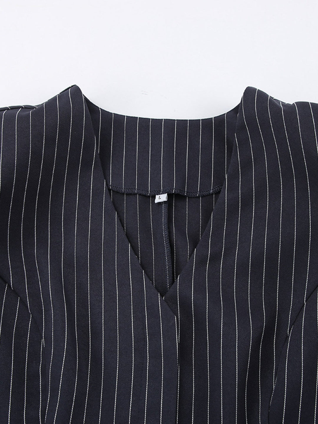 Striped Blazer & Mini Skirt Set with Neck Tie