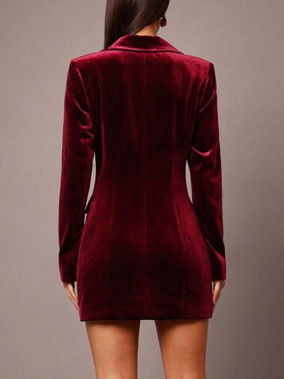 Velvet Double-Breasted Blazer Dress