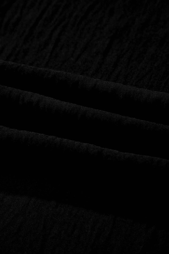 Color black Solid Color Textured Crossed Waist Loose Pants